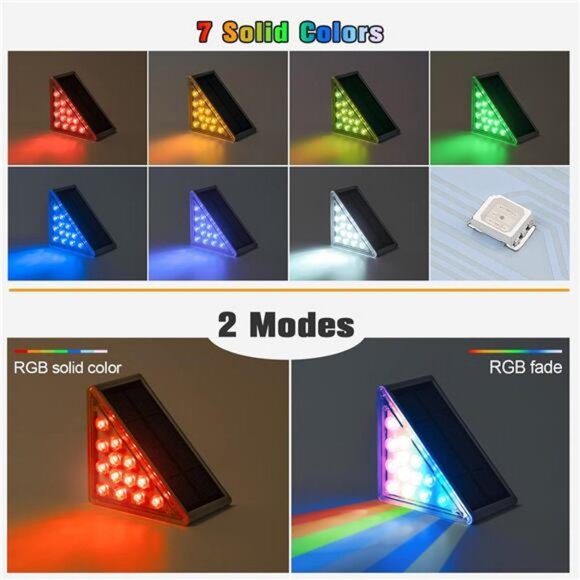Solar Step Lights for Outside,6 Pack RGB Solid Color Changing Solar - Picture 6 of 7